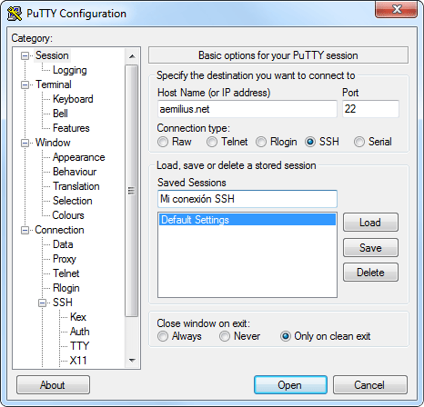 Configuración de acceso SSH