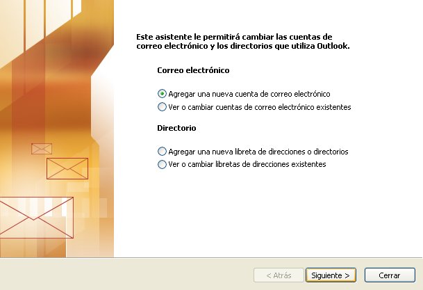 Agregar una nueva cuenta de correo electrónico