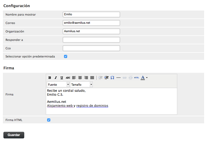 Ejemplo de firma en RoundCube